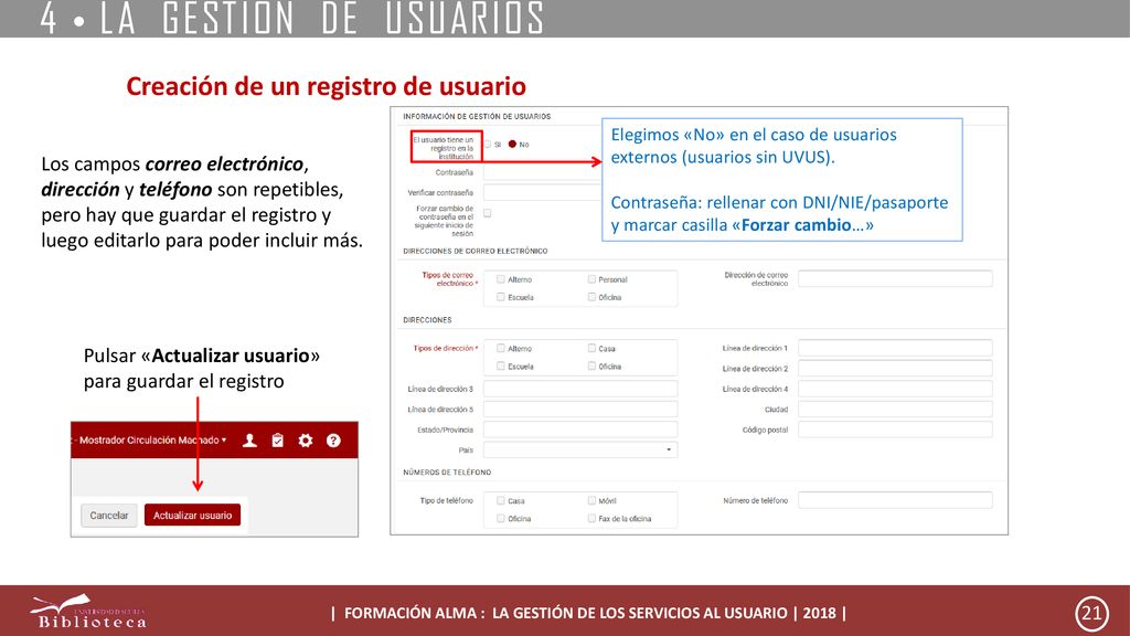 | FORMACIÓN ALMA : LA GESTIÓN DE LOS SERVICIOS AL USUARIO | 2018 |