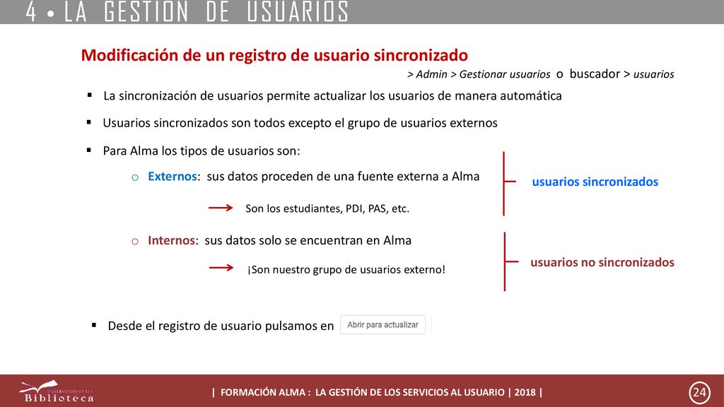 | FORMACIÓN ALMA : LA GESTIÓN DE LOS SERVICIOS AL USUARIO | 2018 |