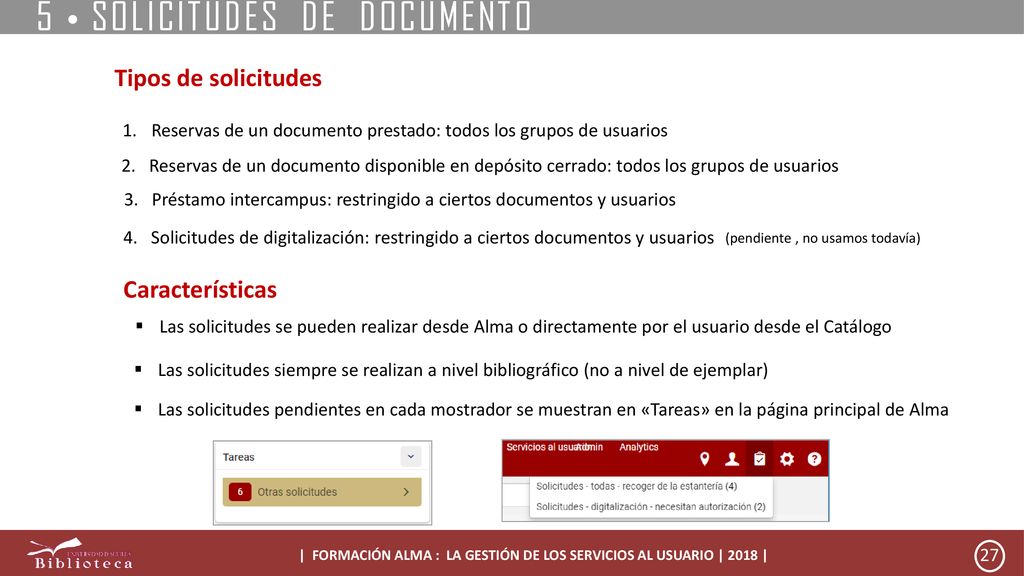| FORMACIÓN ALMA : LA GESTIÓN DE LOS SERVICIOS AL USUARIO | 2018 |