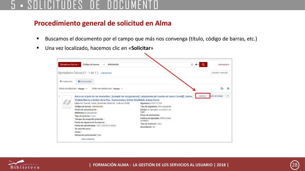 | FORMACIÓN ALMA : LA GESTIÓN DE LOS SERVICIOS AL USUARIO | 2018 |