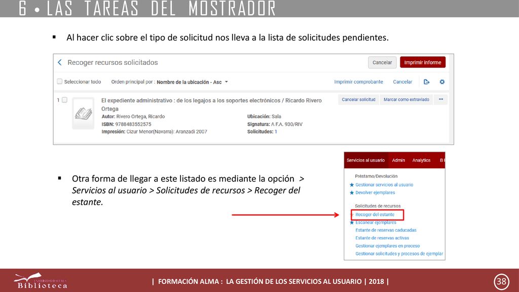 | FORMACIÓN ALMA : LA GESTIÓN DE LOS SERVICIOS AL USUARIO | 2018 |