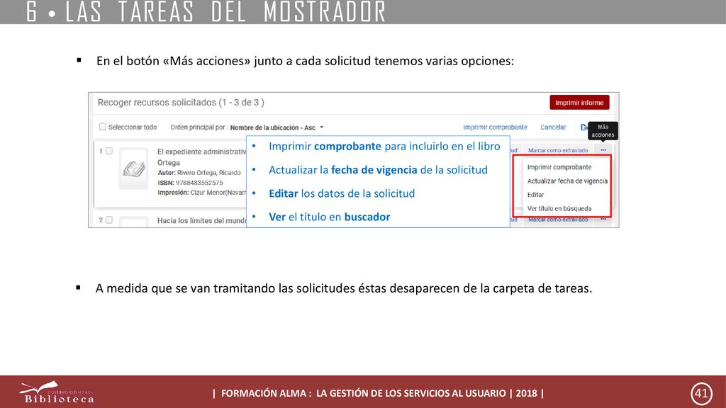 | FORMACIÓN ALMA : LA GESTIÓN DE LOS SERVICIOS AL USUARIO | 2018 |