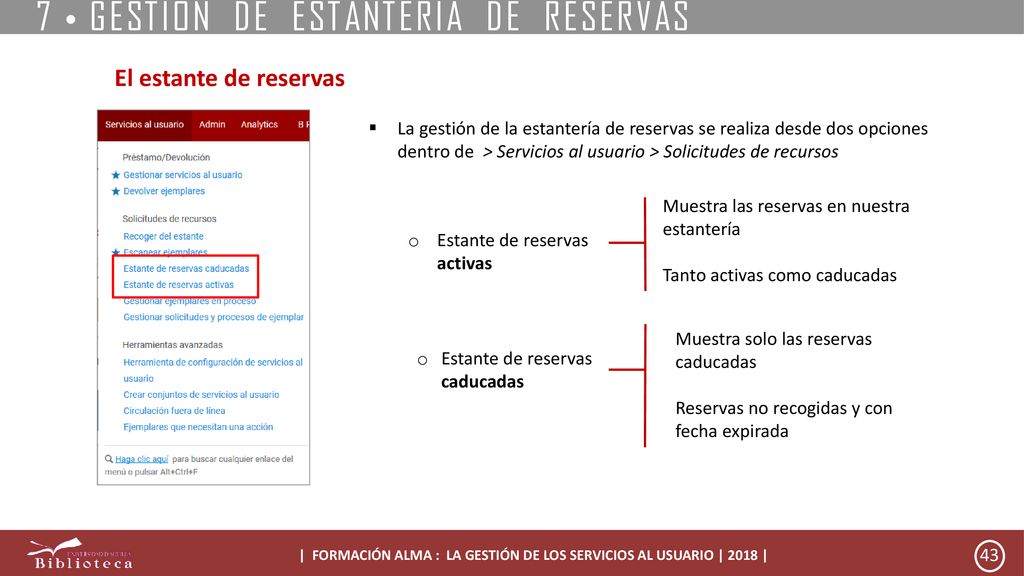 | FORMACIÓN ALMA : LA GESTIÓN DE LOS SERVICIOS AL USUARIO | 2018 |