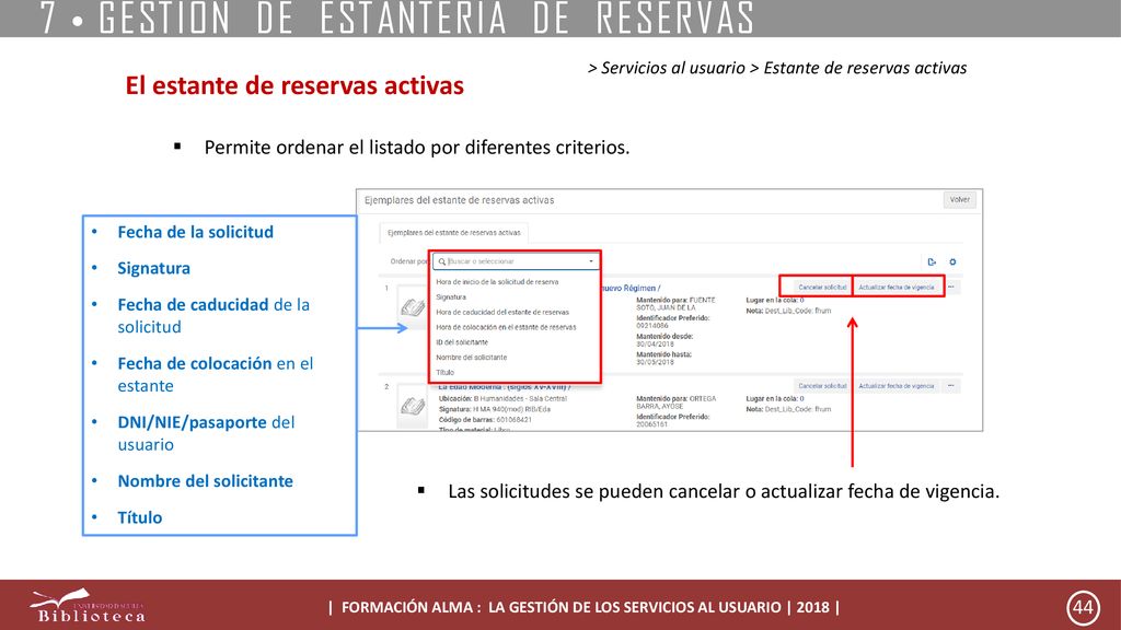 | FORMACIÓN ALMA : LA GESTIÓN DE LOS SERVICIOS AL USUARIO | 2018 |