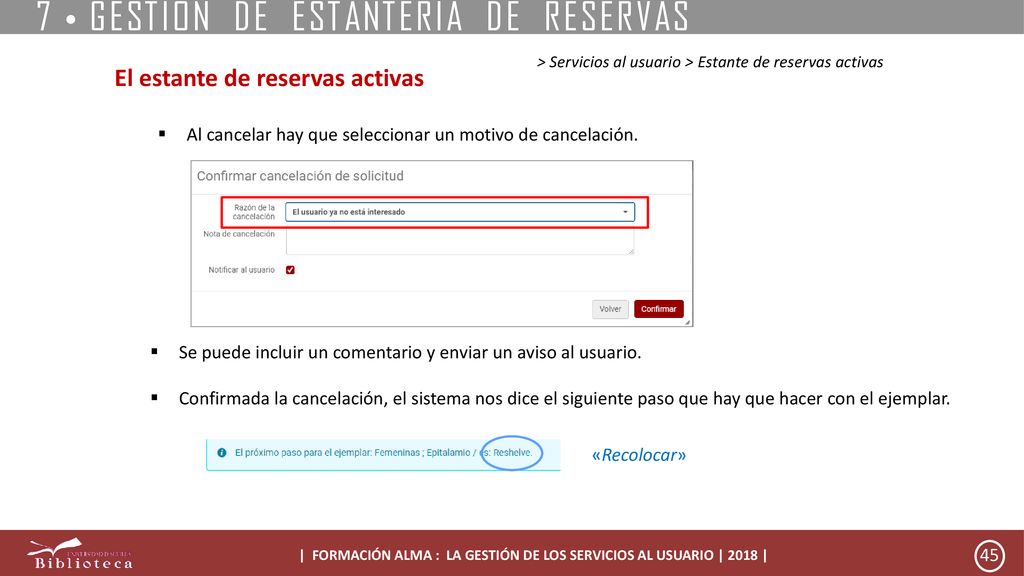 | FORMACIÓN ALMA : LA GESTIÓN DE LOS SERVICIOS AL USUARIO | 2018 |