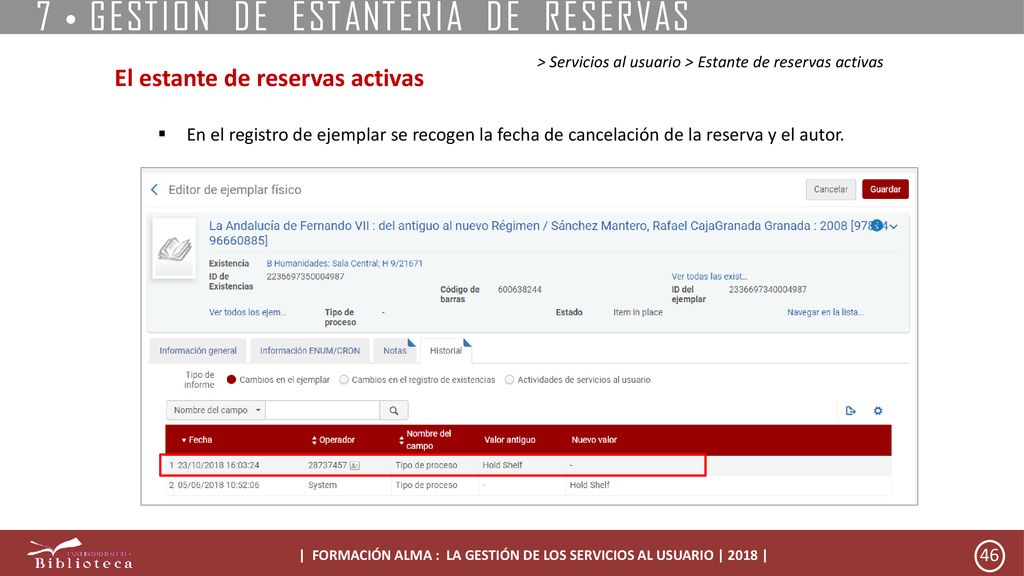 | FORMACIÓN ALMA : LA GESTIÓN DE LOS SERVICIOS AL USUARIO | 2018 |