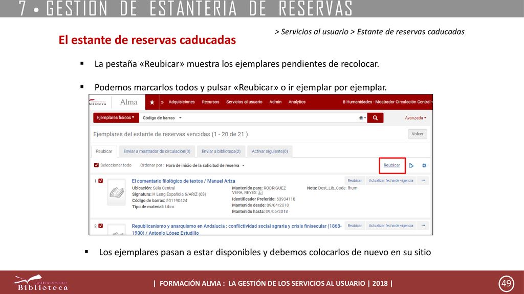 | FORMACIÓN ALMA : LA GESTIÓN DE LOS SERVICIOS AL USUARIO | 2018 |