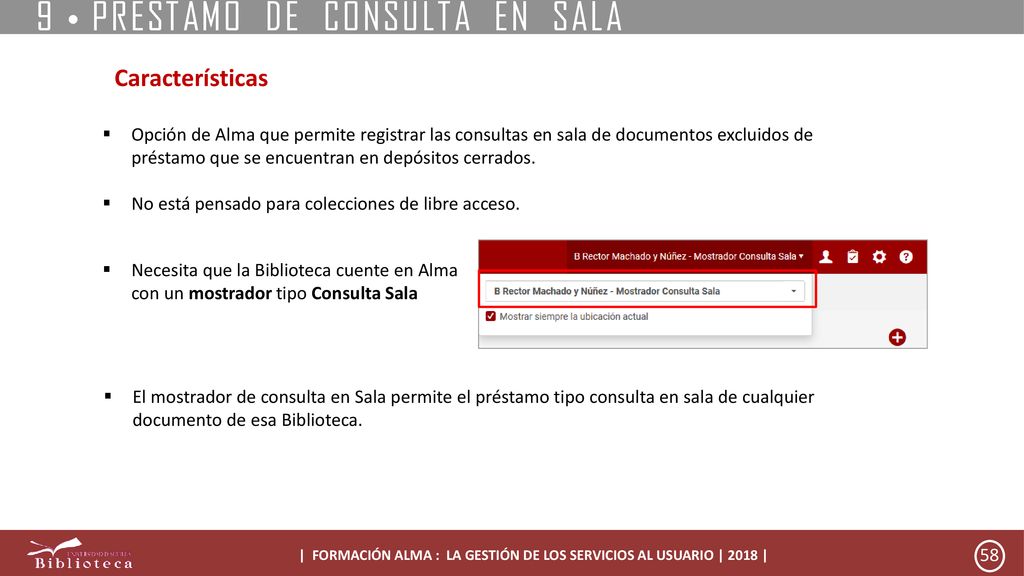 | FORMACIÓN ALMA : LA GESTIÓN DE LOS SERVICIOS AL USUARIO | 2018 |