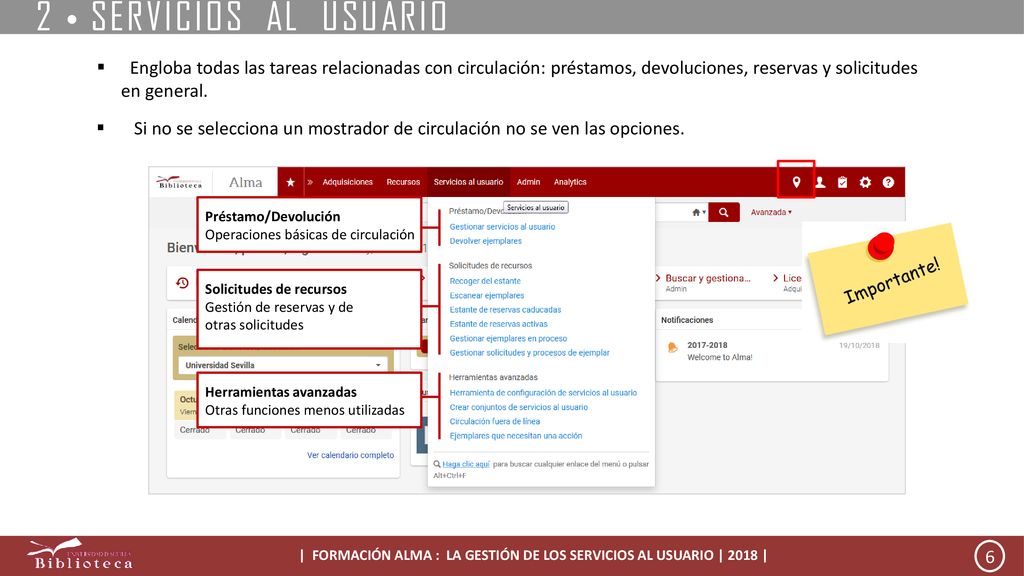 | FORMACIÓN ALMA : LA GESTIÓN DE LOS SERVICIOS AL USUARIO | 2018 |