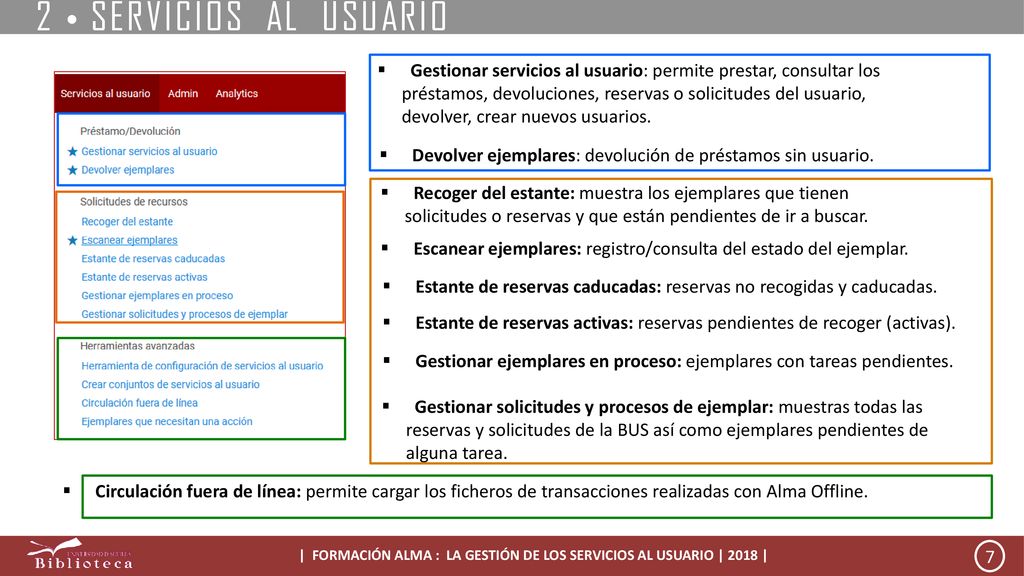 | FORMACIÓN ALMA : LA GESTIÓN DE LOS SERVICIOS AL USUARIO | 2018 |