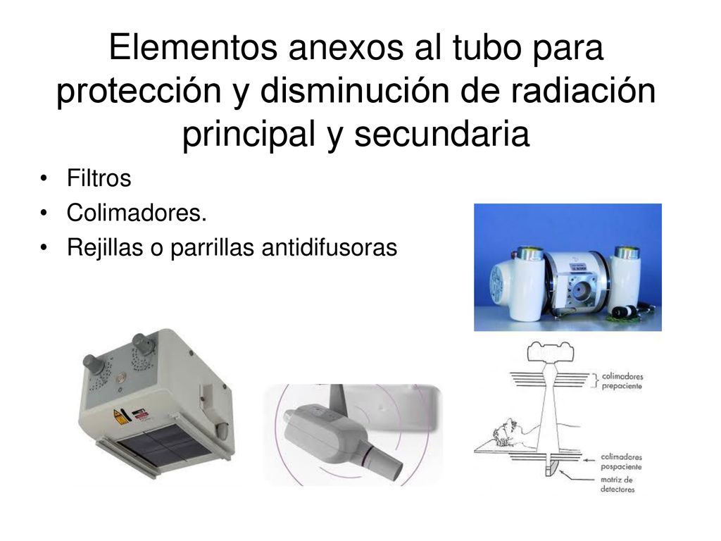 Elementos anexos al tubo para protección y disminución de radiación principal y secundaria