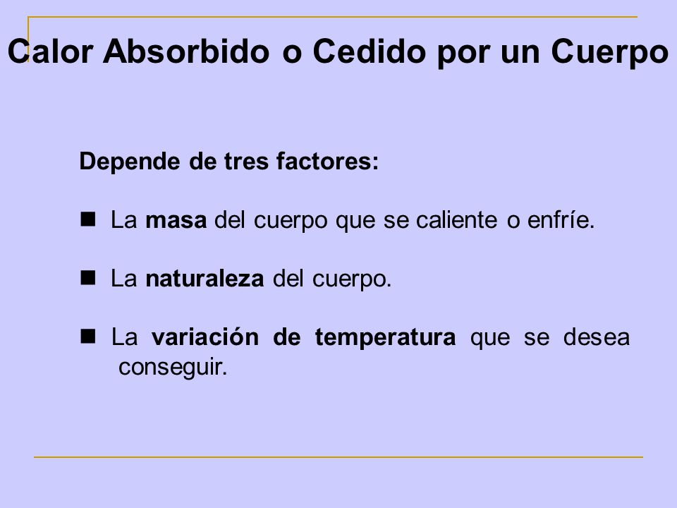 Calor Absorbido o Cedido por un Cuerpo
