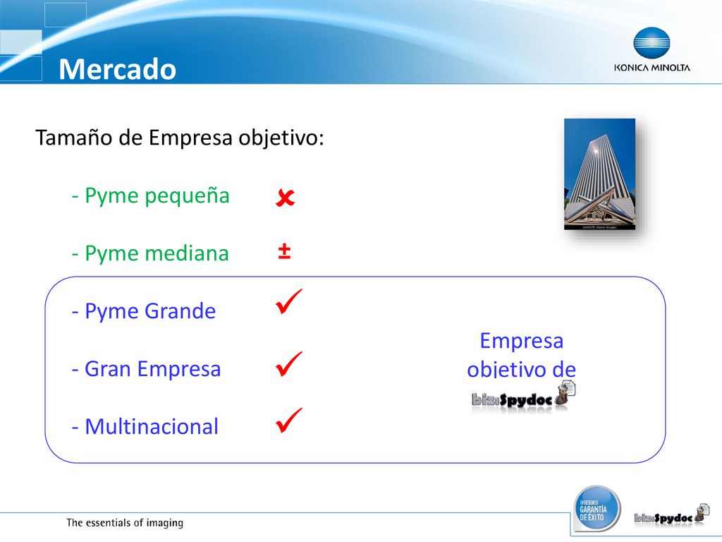     Mercado Tamaño de Empresa objetivo: Pyme pequeña Pyme mediana