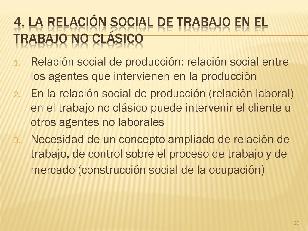 4. La Relación social de Trabajo en el Trabajo no Clásico