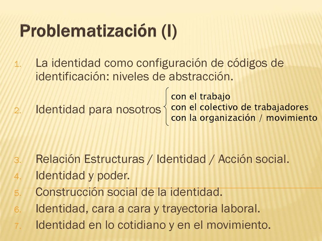 Problematización (I) La identidad como configuración de códigos de identificación: niveles de abstracción.