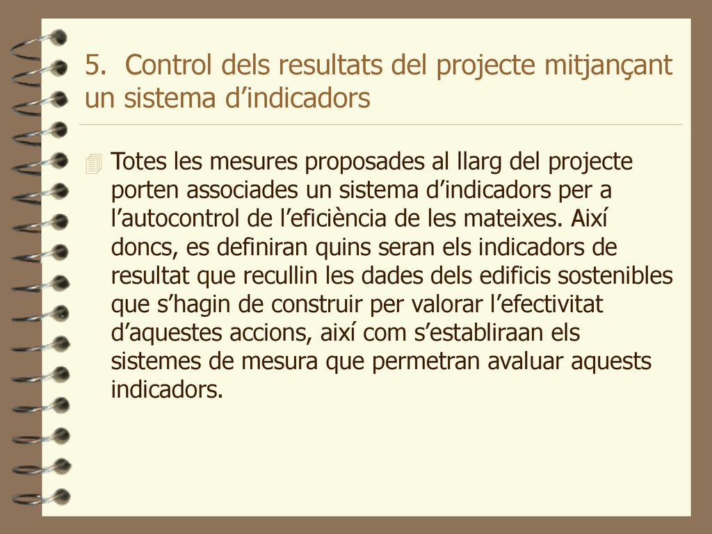 5. Control dels resultats del projecte mitjançant un sistema d’indicadors