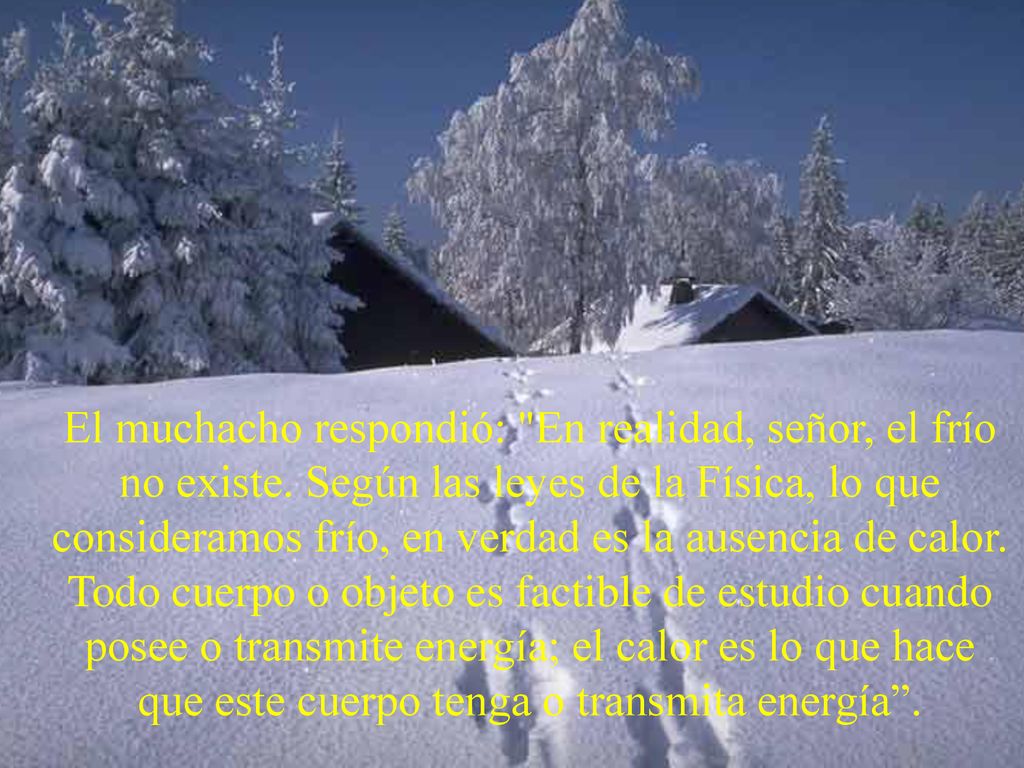 El muchacho respondió: En realidad, señor, el frío no existe