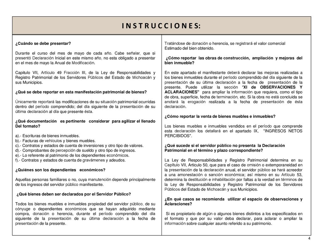 I N S T R U C C I O N E S: ¿Cuándo se debe presentar