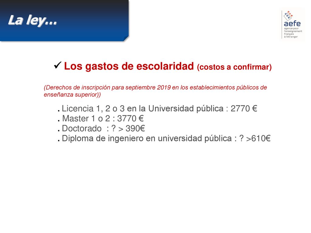 La ley… . Licencia 1, 2 o 3 en la Universidad pública : 2770 €