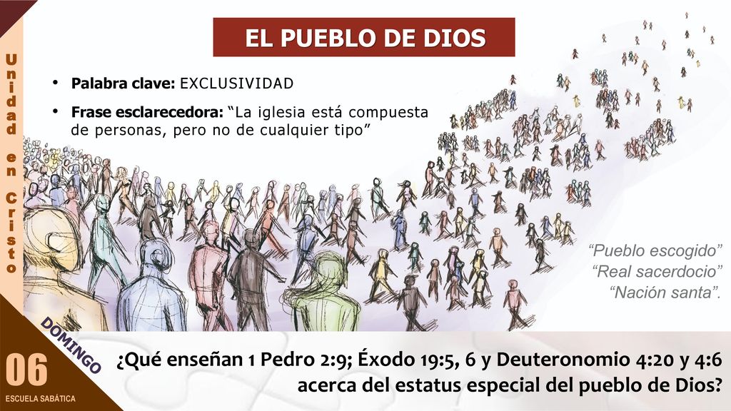 EL PUEBLO DE DIOS Palabra clave: EXCLUSIVIDAD. Frase esclarecedora: La iglesia está compuesta de personas, pero no de cualquier tipo