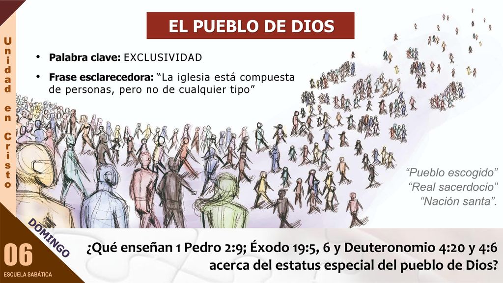 EL PUEBLO DE DIOS Palabra clave: EXCLUSIVIDAD. Frase esclarecedora: La iglesia está compuesta de personas, pero no de cualquier tipo