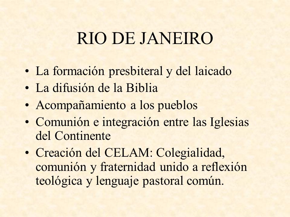 RIO DE JANEIRO La formación presbiteral y del laicado