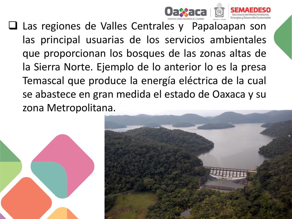 Las regiones de Valles Centrales y Papaloapan son las principal usuarias de los servicios ambientales que proporcionan los bosques de las zonas altas de la Sierra Norte.