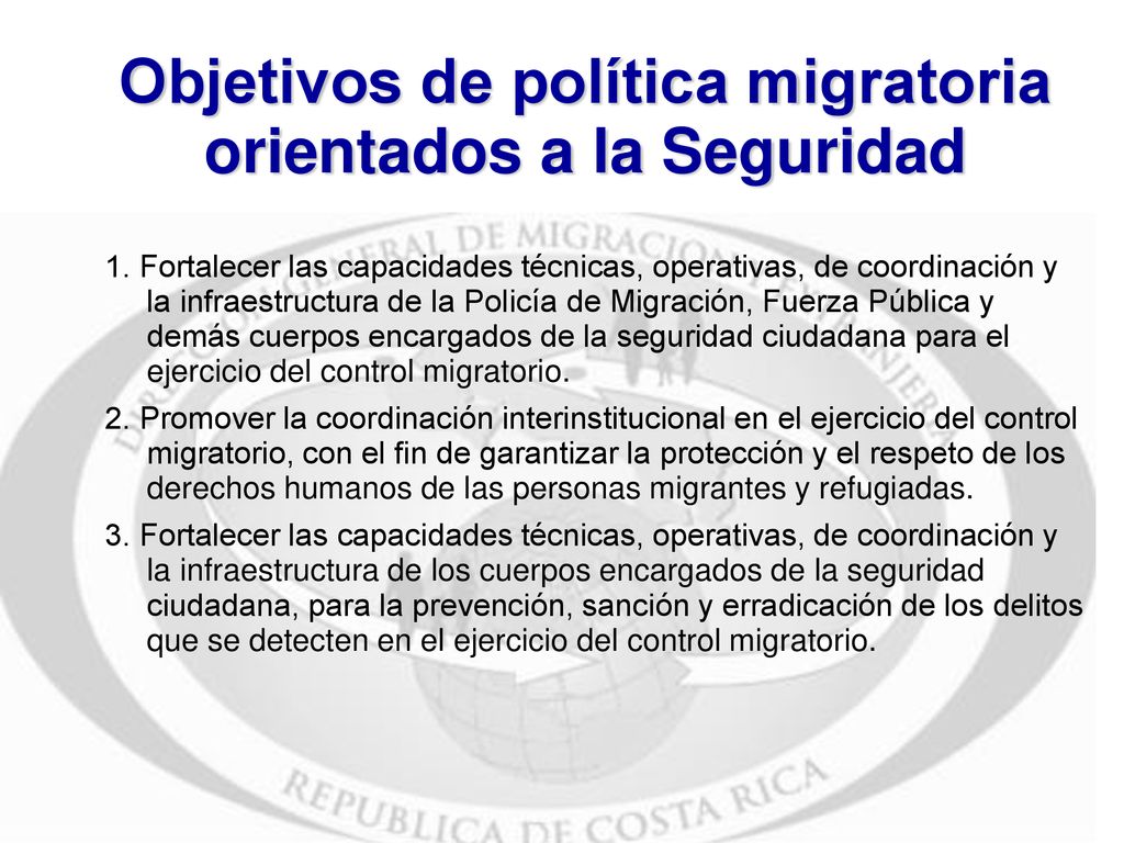 Objetivos de política migratoria orientados a la Seguridad