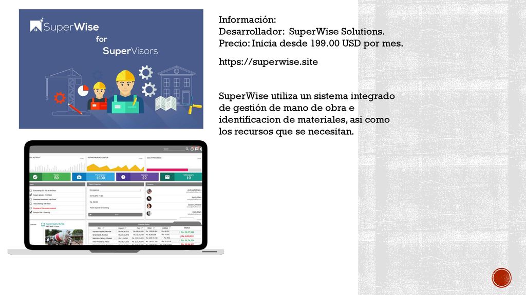 Información: Desarrollador: SuperWise Solutions. Precio: Inicia desde USD por mes.