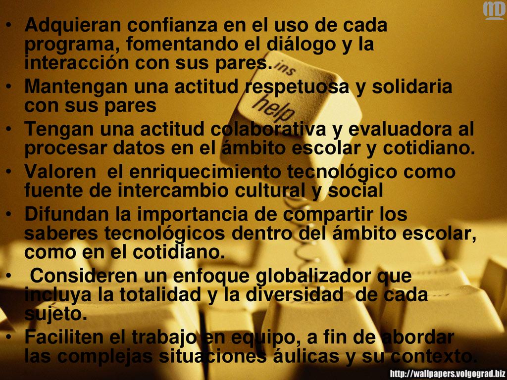 Adquieran confianza en el uso de cada programa, fomentando el diálogo y la interacción con sus pares.