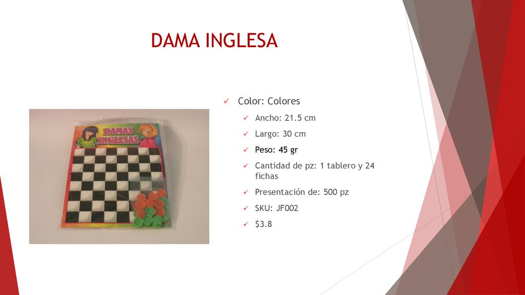 DAMA INGLESA Color: Colores Ancho: 21.5 cm Largo: 30 cm Peso: 45 gr