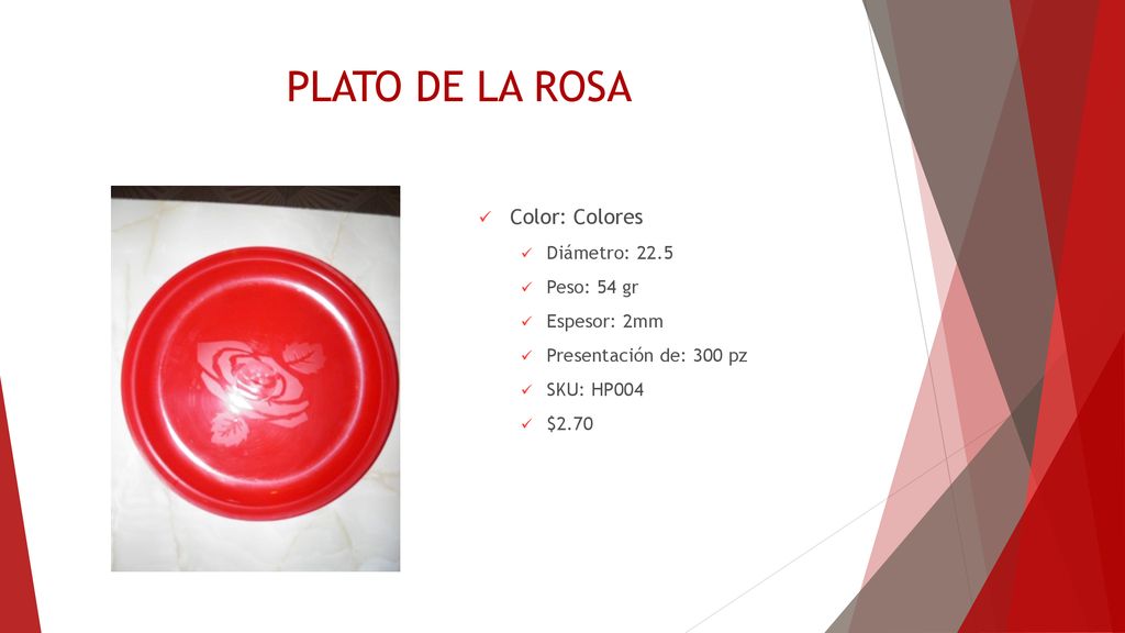 PLATO DE LA ROSA Color: Colores Diámetro: 22.5 Peso: 54 gr