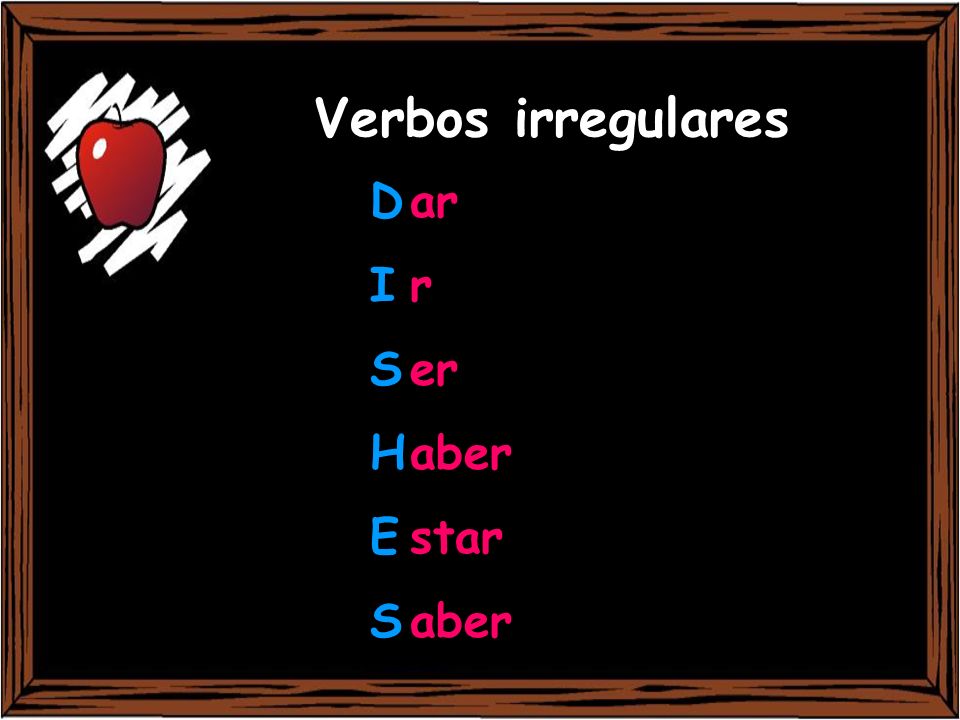 Verbos irregulares D I S H E ar r er aber star