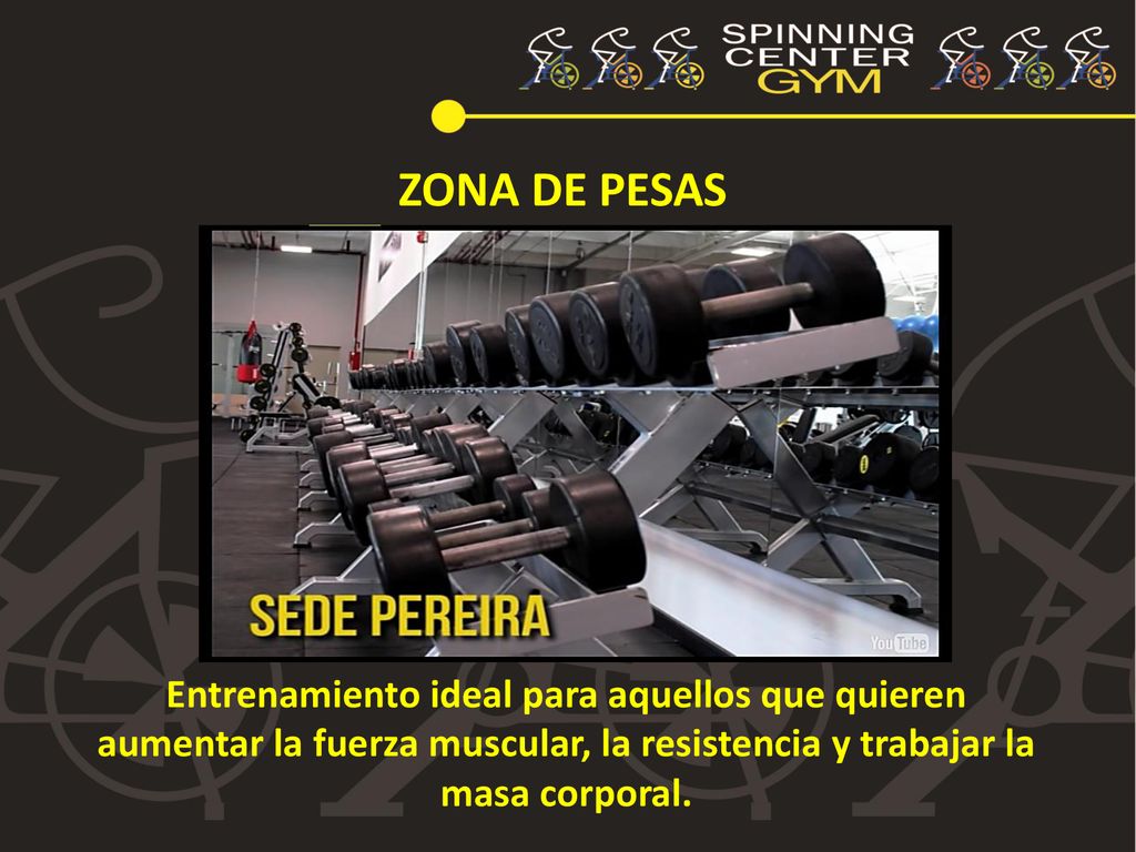 ZONA DE PESAS Entrenamiento ideal para aquellos que quieren aumentar la fuerza muscular, la resistencia y trabajar la masa corporal.
