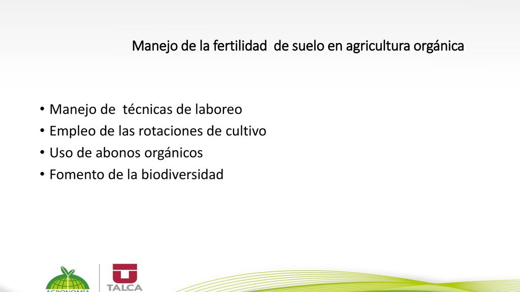 Manejo de la fertilidad de suelo en agricultura orgánica