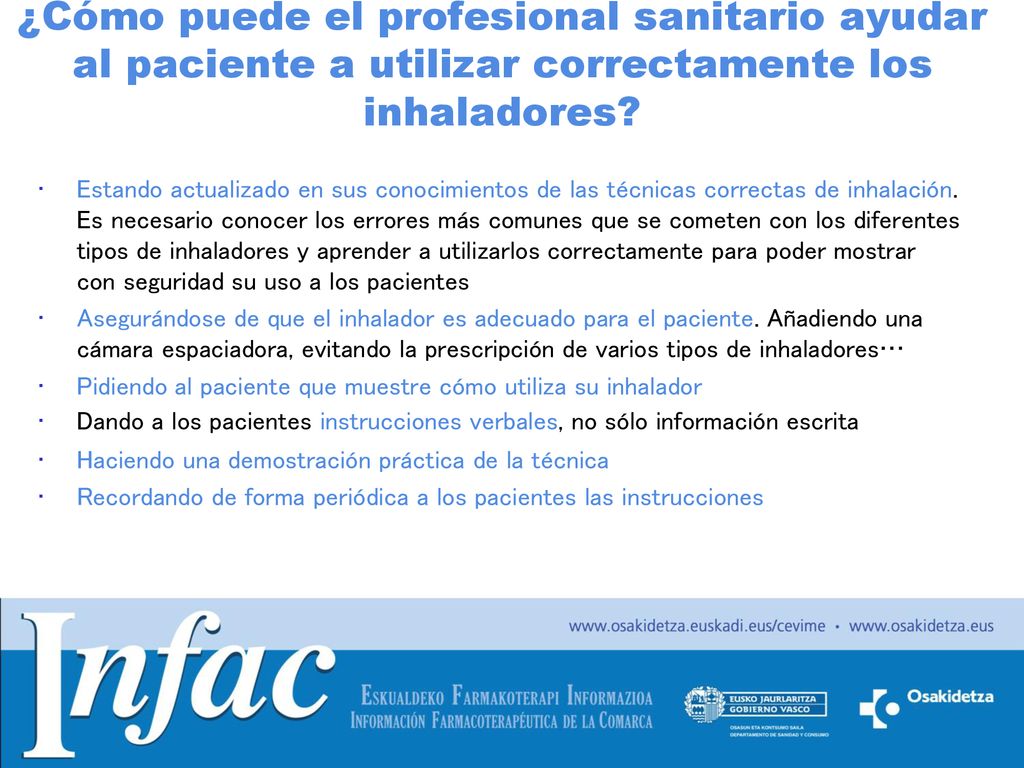 ¿Cómo puede el profesional sanitario ayudar al paciente a utilizar correctamente los inhaladores
