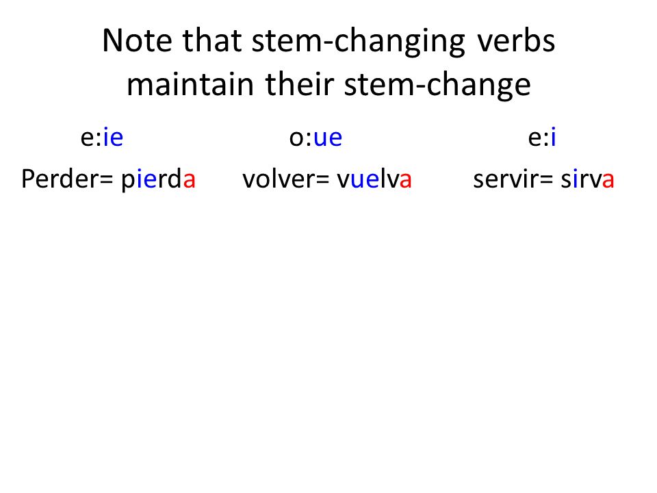 Note that stem-changing verbs maintain their stem-change