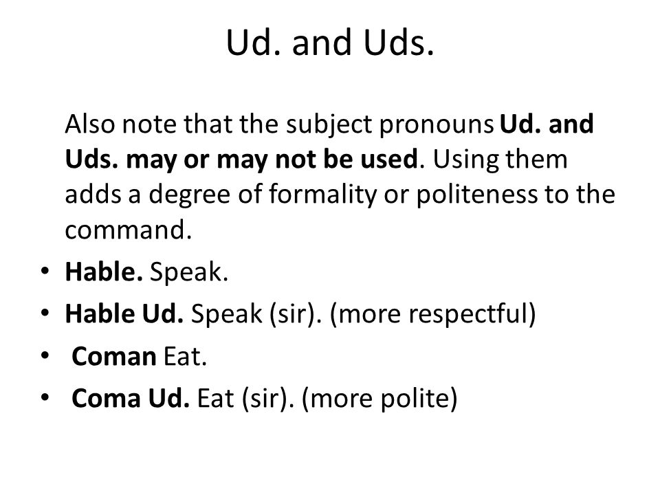 Ud. and Uds.