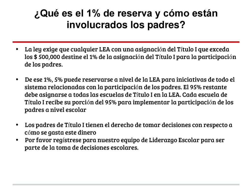 ¿Qué es el 1% de reserva y cómo están involucrados los padres
