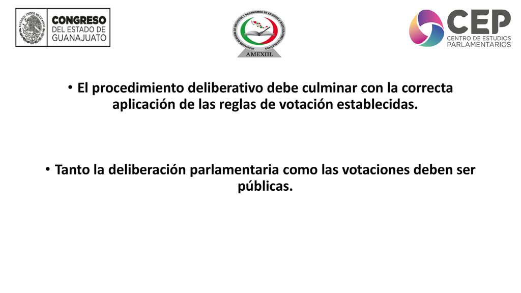 El procedimiento deliberativo debe culminar con la correcta aplicación de las reglas de votación establecidas.