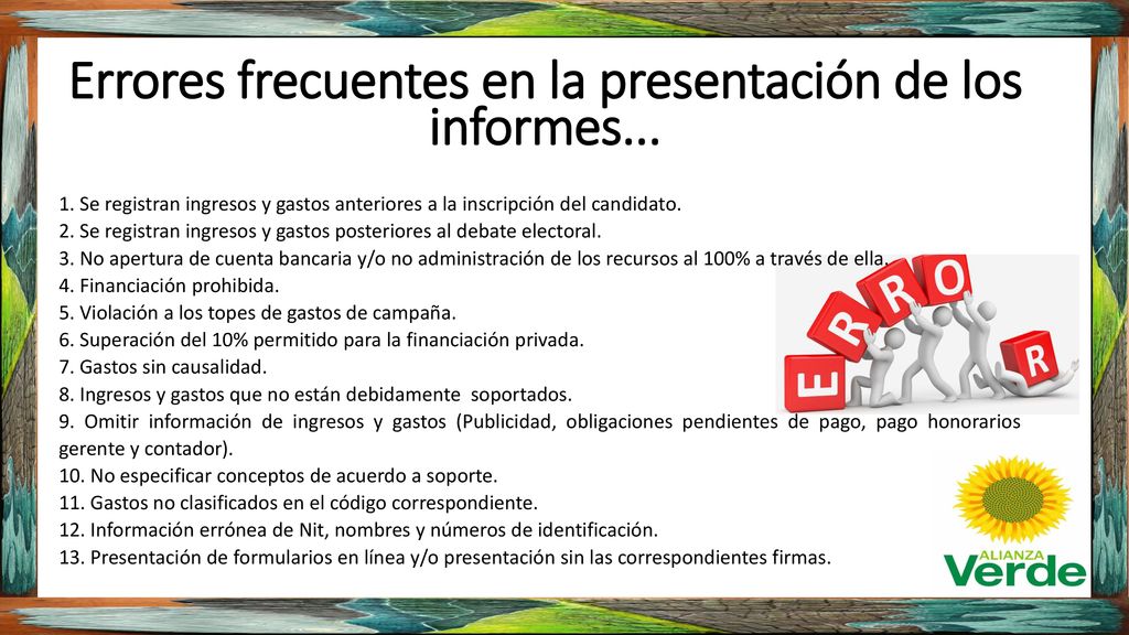 Errores frecuentes en la presentación de los informes...