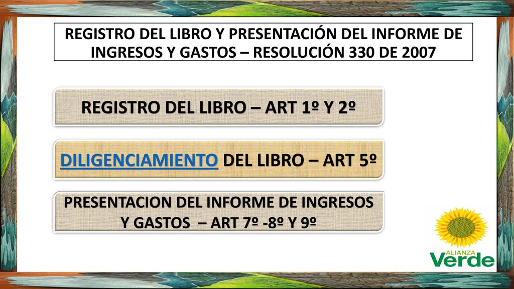 REGISTRO DEL LIBRO – ART 1º Y 2º DILIGENCIAMIENTO DEL LIBRO – ART 5º