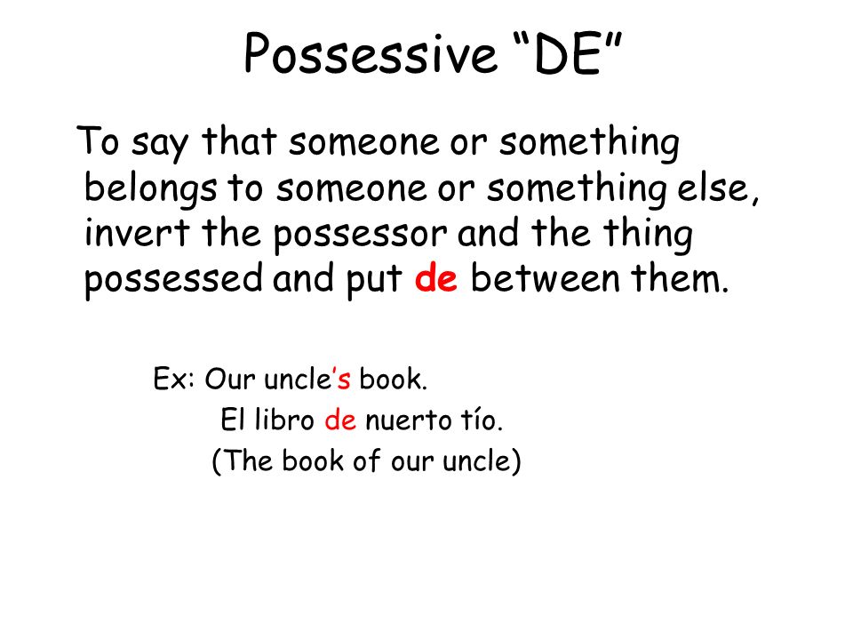 Possessive DE