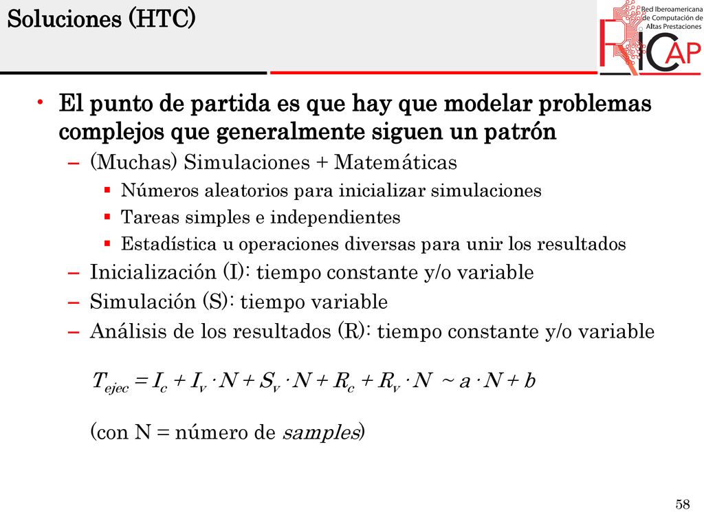 Soluciones (HTC) El punto de partida es que hay que modelar problemas complejos que generalmente siguen un patrón.