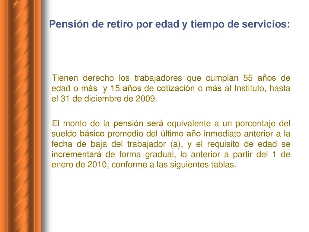 Pensión de retiro por edad y tiempo de servicios:
