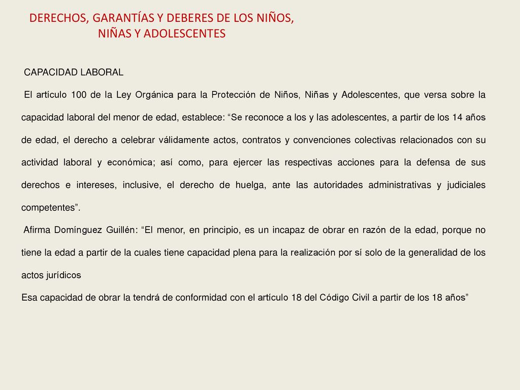DERECHOS, GARANTÍAS Y DEBERES DE LOS NIÑOS, NIÑAS Y ADOLESCENTES