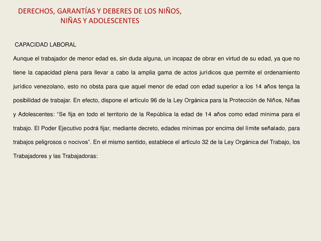 DERECHOS, GARANTÍAS Y DEBERES DE LOS NIÑOS, NIÑAS Y ADOLESCENTES