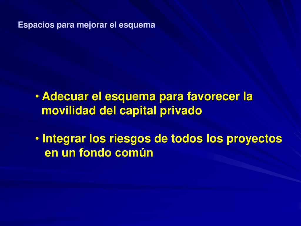 Adecuar el esquema para favorecer la movilidad del capital privado