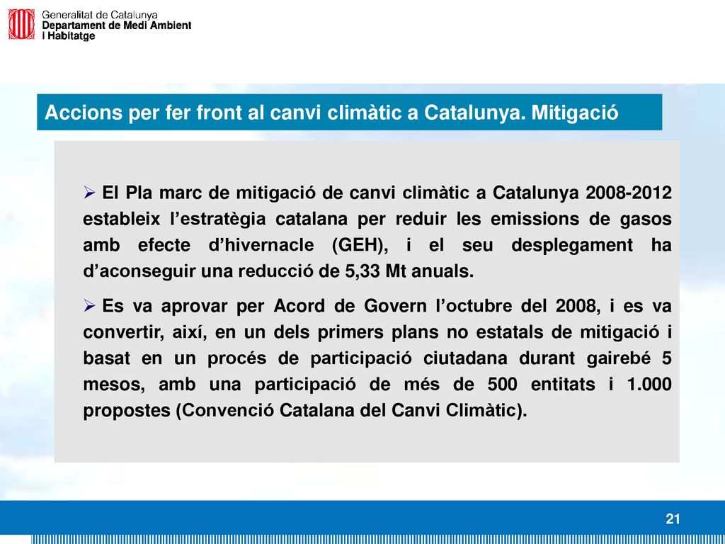 Accions per fer front al canvi climàtic a Catalunya. Mitigació