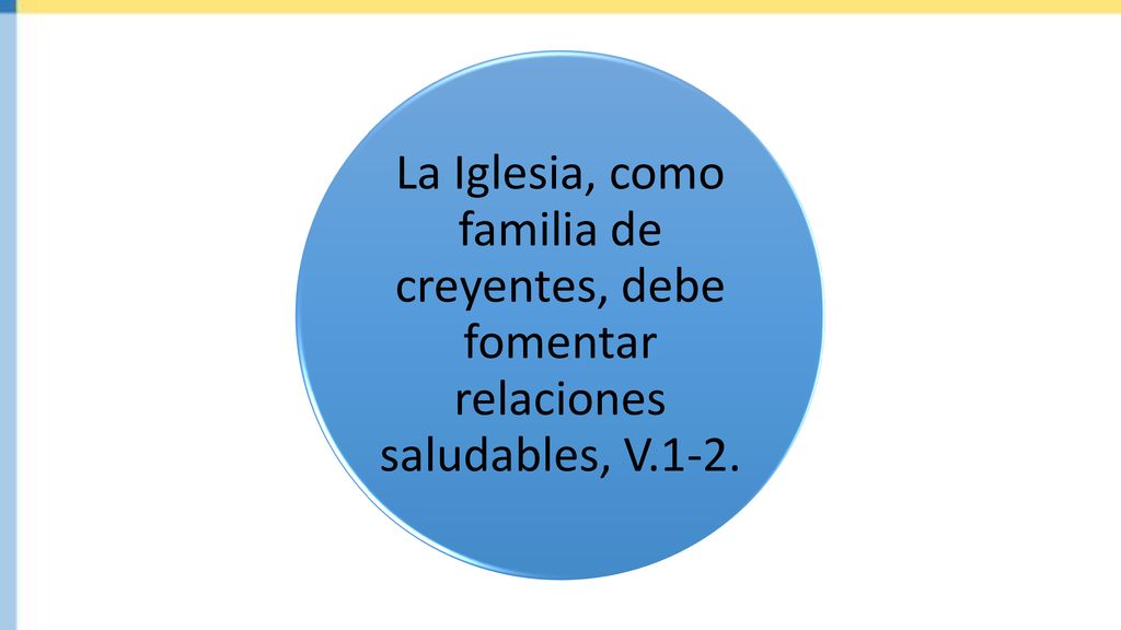 La Iglesia, como familia de creyentes, debe fomentar relaciones saludables, V.1-2.